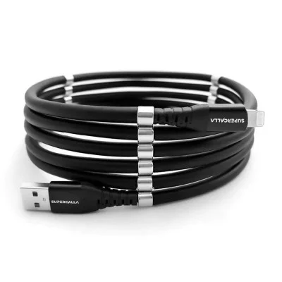 SuperCalla Magnetic USB-A to Lightning Cable 2m - Black